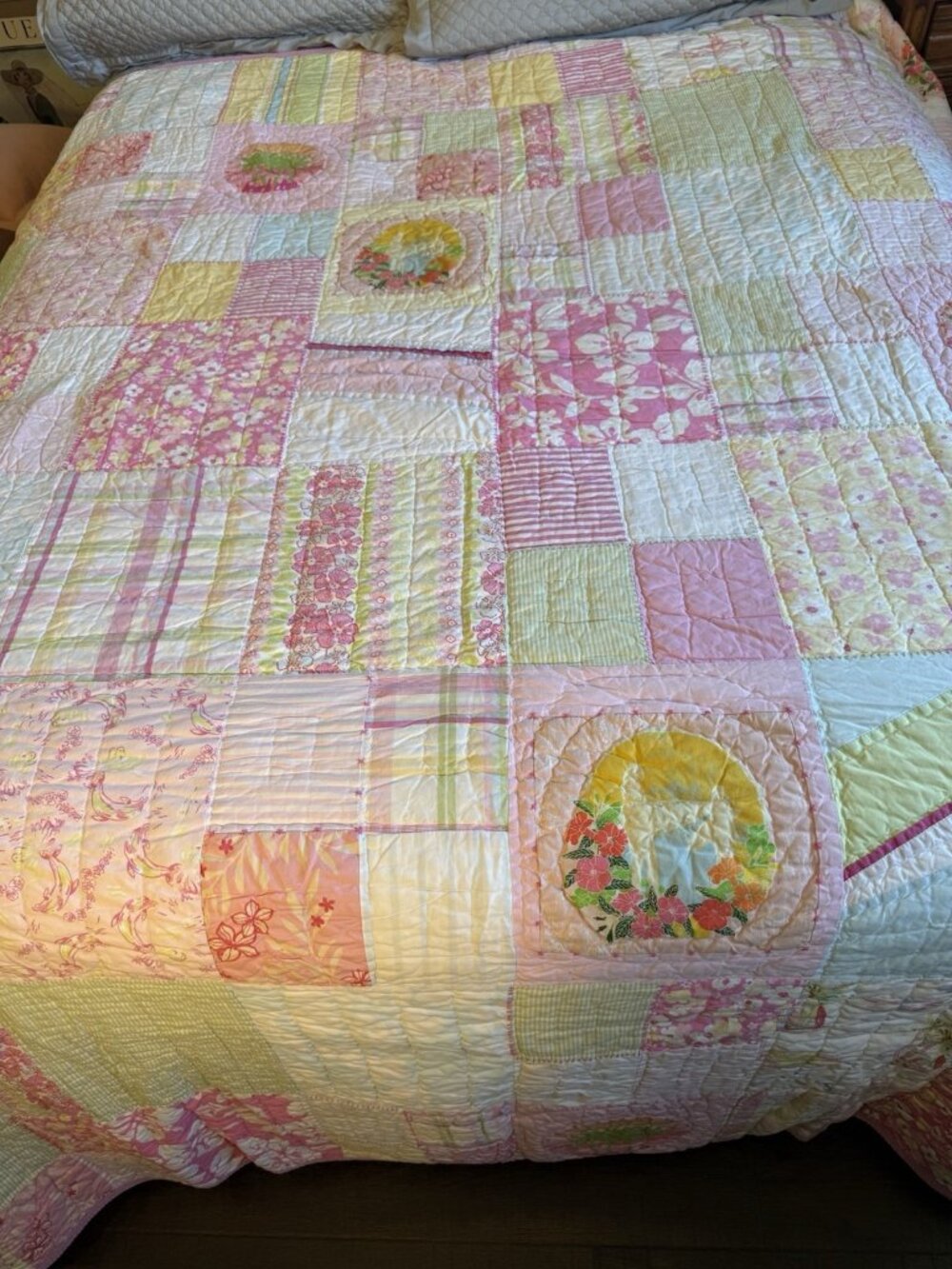 Pottery Barn Kids Pink Twin Size Quilt Surfside Beach Club pattern HTF
